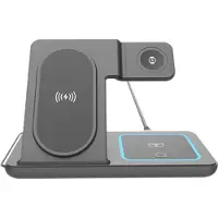 Gembird Draadloze 3-in-1 laadstandaard voor telefoon, TWS en Samsung Watch, 18 W, zwart