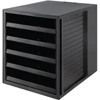 HAN Ladebakje SCHRANK-SET KARMA, 5 open lades, DIN A4, lichtlopend, B 275 x D 330 x H 320 mm, zwart