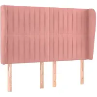 vidaXL Hoofdbord met randen 147x23x118/128 cm fluweel roze