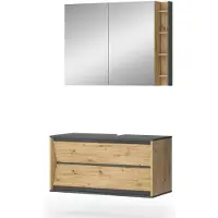 Vicco Badkamermeubelset Edelin Antraciet/Artisanaal eiken 2-delig, Model 58289