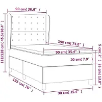 vidaXL Boxspring met matras kunstleer crèmekleurig 90x190 cm