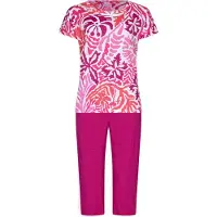 Pastunette Katoenen pyjama rode bloemen | Maat 38