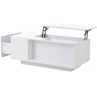 OKWISH Salontafels Koffietafel - Moderne Salontafel Met 1 Lade En LED Lichtstreife - Verstelbare Hoogte + USB Poort - Table Basse - 100x50x40 cm - Spaanplaat - Wit