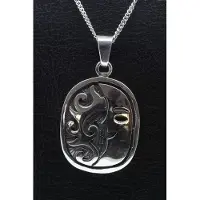 MOOYE ® - Collectie Zilveren Indiaan Zon en maan ovaal hopi style ketting hanger