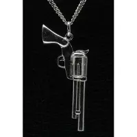 MOOYE ® - Collectie Zilveren Revolver ketting hanger - groot