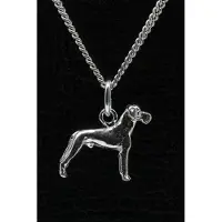MOOYE ® - Collectie Zilveren Duitse dog oren ongecoupeerd ketting hanger - klein