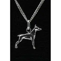 MOOYE ® - Collectie Zilveren Dobermann oren gecoupeerd ketting hanger - klein