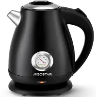 Aigostar Waterkoker Retro - Elektrische Waterkoker - Temperatuurindicator - BPA-vrij - 1.7 Liter- Zwart
