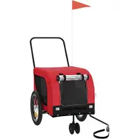 vidaXL Hondenfietstrailer oxford stof en ijzer rood en zwart
