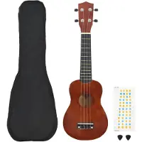 vidaXL Ukuleleset met tas voor kinderen sopraan 21'' donkerhoutkleurig