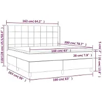 vidaXL Boxspring met matras fluweel lichtgrijs 160x200 cm