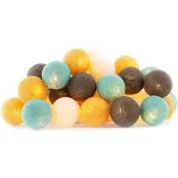 Cotton Ball Lights - LED lichtslinger voor binnen - Handgemaakt en Fairtrade - 35 lampjes - Earth