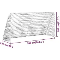 vidaXL Voetbaldoel met net 366x122x182 cm staal wit