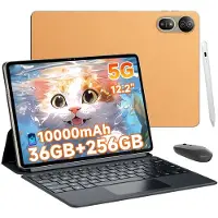Blackview Tablette Mega 12 - 12,2 inch - Android 16 - 5G - 36GB RAM - 256GB ROM - 10000mAh Accu - 50MP+8MP Camera - Met toetsenbord en stylus - Gouden