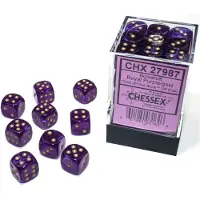 Chessex Borealis D6 12mm Koningspaars/goud Lichtgevende Dobbelsteen Set (36 stuks)