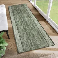 Tapiso Tapijtloper Antislip Rubber Gel-Onderkant Groen Modern – Gangloper Woonkamer Maat op Maat- 100x400
