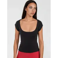 Busem Slim Fit Ribbel U-Hals Blouse
