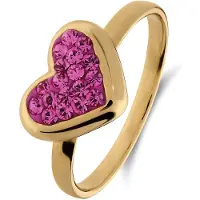 Lucardi Kinder Zilveren goldplated kinderring met roze kristal - Ring - 925 Zilver - Goudkleurig - 13.50 / 43 mm