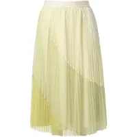 Ulla Popken - Dames - Tule midi-rok colorblocking A-lijn elastische tailleband - Dennengroen - Maat 58+