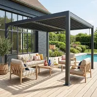 Sweeek Pergola met lamellendak 3,6x3,6m verstelbare lamellen Antraciet