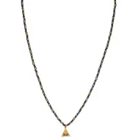 CO88 Collection 8CN-26295 Stalen Ketting met Kralen - Dames - Goudkleurig - 3 mm - Zwart - 2,5 mm - Driehoek met Ster - 10 mm - Lengte 38 + 7 cm