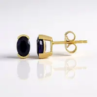 Cavill - Ovaal geslepen Madagaskar blauwe saffier oorbellen - 925 Sterling Zilver Verguld - Luxe en Elegante Sieraden voor Dames - 1,08 ct