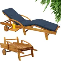 Casaria Ligbed Tami Sun acaciahout incl kussen Blauw