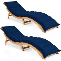 Casaria Ligbed Set van 2 Acaciahout FSC-gecertificeerd incl kussen Blauw
