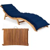 Casaria Ligbed Acaciahout FSC-gecertificeerd incl kussen Blauw