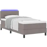 vidaXL Boxspring bed met LED-stripverlichting Taupe 100 x 200 cm Stof