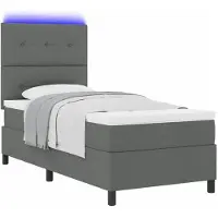 vidaXL Boxspringbed met hoofdeinde, donkergrijs, 100 x 200 cm, gestoffeerd
