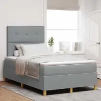 Prolenta Maison Exclusive - LED boxspringbed met hoofdeinde, lichtgrijs, 120 x 200 cm, gestoffeerd