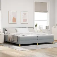 Prolenta Maison Exclusive - LED boxspringbed met hoofdeinde, lichtgrijs, 200 x 200 cm, gestoffeerd