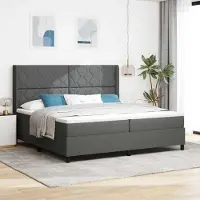 Prolenta Maison Exclusive - LED boxspringbed met hoofdeinde, donkergrijs, 200 x 200 cm, gestoffeerd