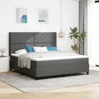 Prolenta Maison Exclusive - LED boxspringbed met hoofdeinde, donkergrijs, 180 x 200 cm, gestoffeerd