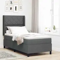 Prolenta Maison Exclusive - LED boxspringbed met hoofdeinde, donkergrijs, 90 x 200 cm, gestoffeerd