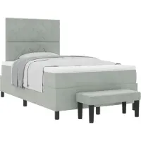 vidaXL Boxspring bed met hoofdeinde Lichtgrijs 190 x 120 cm Fluweel