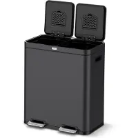 Deleca Prullenbak 60L 2x30L, Afvalscheiding Pedaalemmer met FreshAura Geurfilters, Mat Zwart