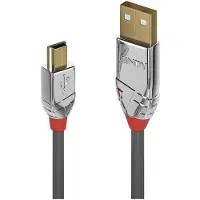 Lindy 36632 USB-kabel USB 2.0 USB-A stekker, USB-mini-B stekker 2.00 m Grijs Afgeschermd (dubbel)