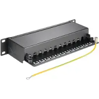Goobay 10 inch patch panel | 12x RJ45 | CAT6a | STP | 1U | zwart