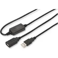 Digitus DA-73101 USB-kabel USB 2.0 USB-A bus, USB-A stekker 15.00 m Zwart Met USB, Met verlengkabel