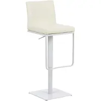 CLP barkruk Panama, bekleding van kunstleer, draaibaar, traploos in hoogte verstelbaar, draagvermogen tot 240 kg | Kleur: crème, frame: wit