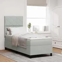 Prolenta Maison Exclusive - LED boxspringbed met hoofdeinde, lichtgrijs, 80 x 200 cm, fluweel