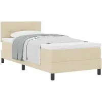 vidaXL Boxspring bed met hoofdeinde Crème 90 x 200 cm Stof