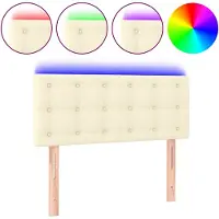vidaXL Hoofdbord LED 90x5x78/88 cm kunstleer crèmekleurig