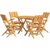 vidaXL 5-delige Tuinset massief teakhout