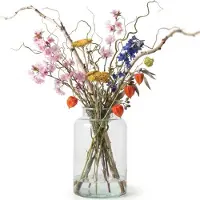 Floran Vaas melkbus - smalle hals - transparant - glas - 19 x 30 cm - Vazen