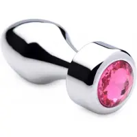 Booty Sparks Aluminum Buttplug Met Roze Kristal - Klein