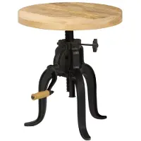 vidaXL Bijzettafel 45x(45-62) cm massief mangohout en gietijzer