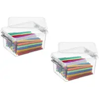 Sunware 4x stuks q-line opberg box/opbergdoos - 2 liter - 20 x 15 x 10 cm - kunststof - opslagbox - transparant/zilver